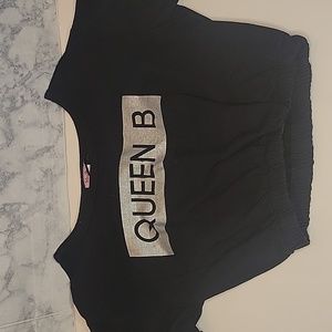 Miss Popular Crop Top Women's Size S Black Sweat Top